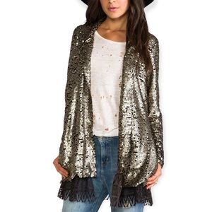 Free People Gold Sequin Cardigan Sweater